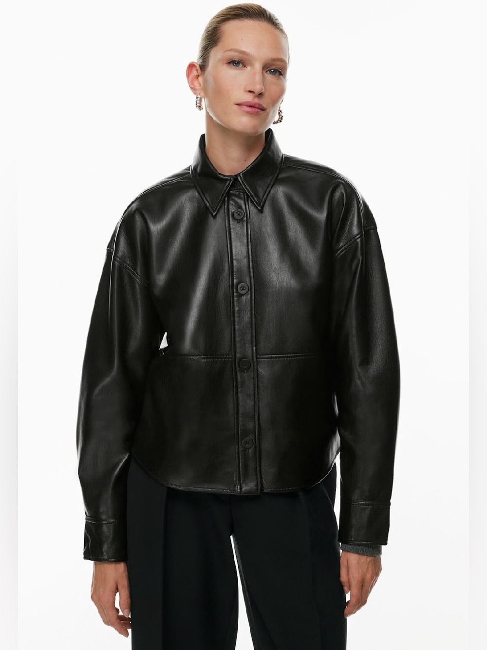 Babaton UnReal Leather Shirt Jacket